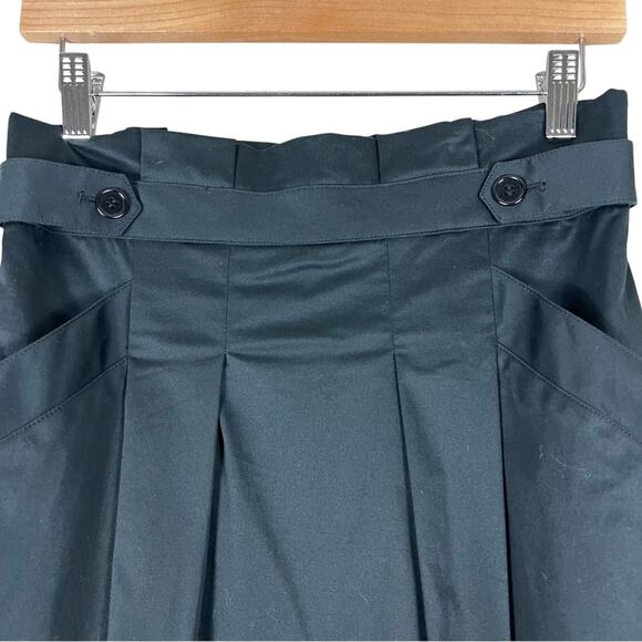NWT BCBGMaxAzria Skirt Womens 8 Black High Waist Cotton Pleated Career Modest - Picture 2 of 5